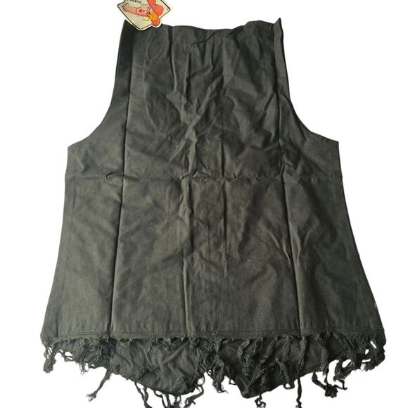 Black and Purple Floral Vest with Fringe - Picture 2 of 8